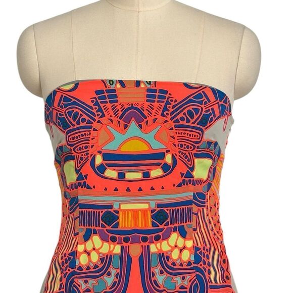Mara Hoffman Neon Aztec Strapless Mini Cocktail Dress | Size 6 - Picture 3 of 10